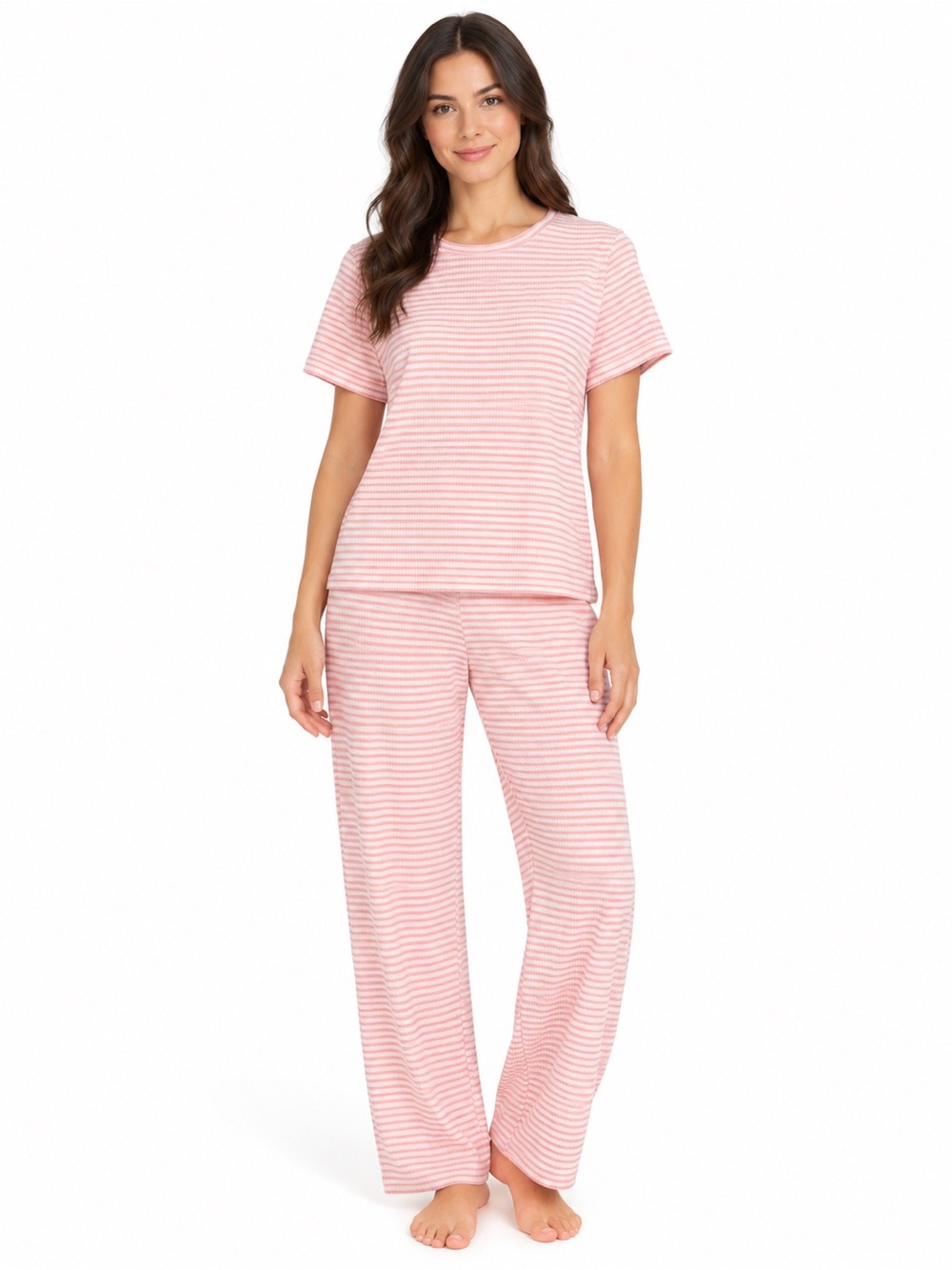 LOFT Pink Striped Short-Sleeve Pajama Set